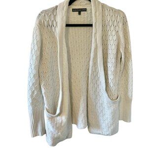 Brixon Ivy white open front cable knit cardigan with pockets size small